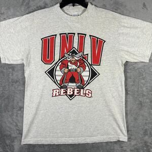VINTAGE UNLV Rebels Shirt Men's L Logo 7 90s Graphic Logo Grey Retro College